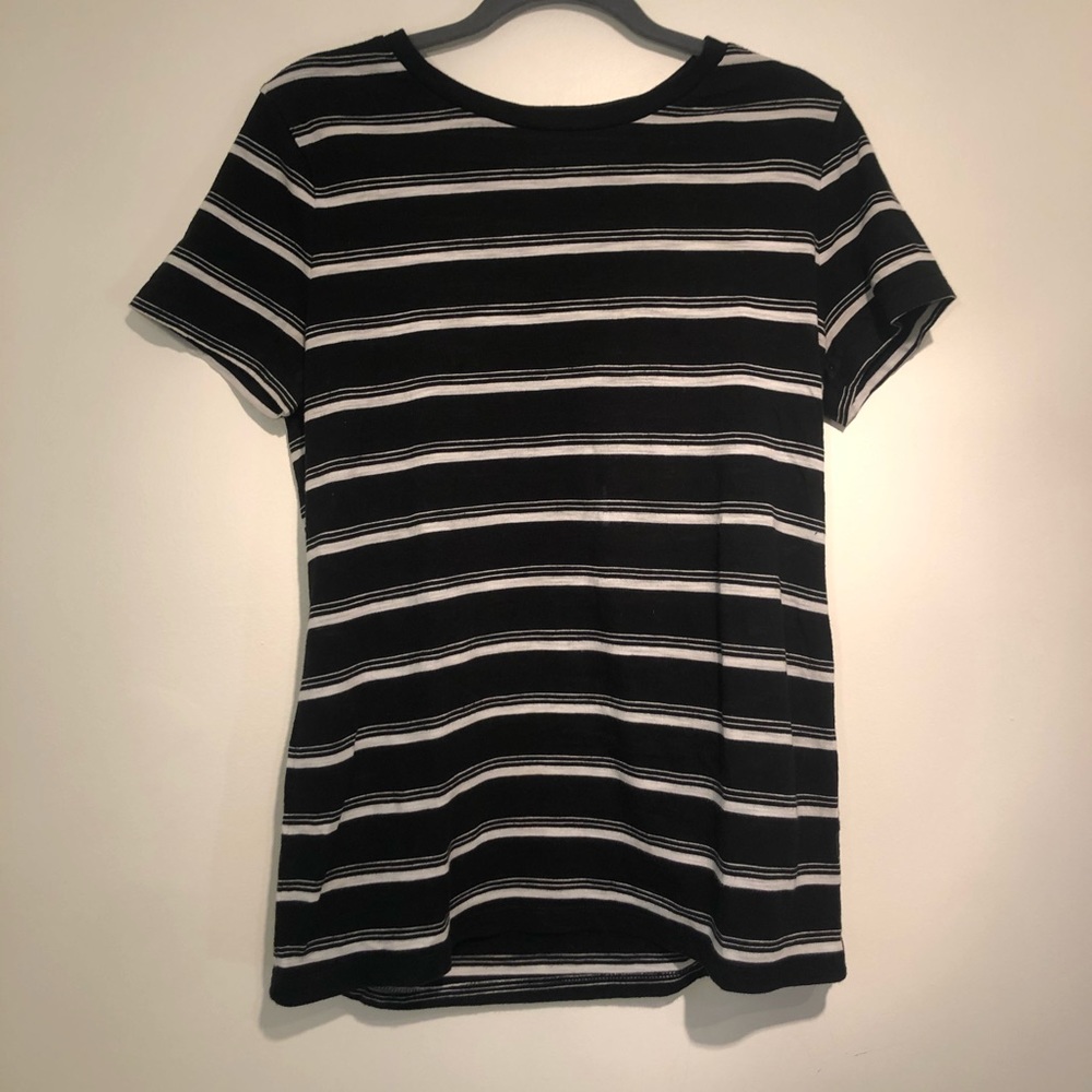 Black shirt with white stripes